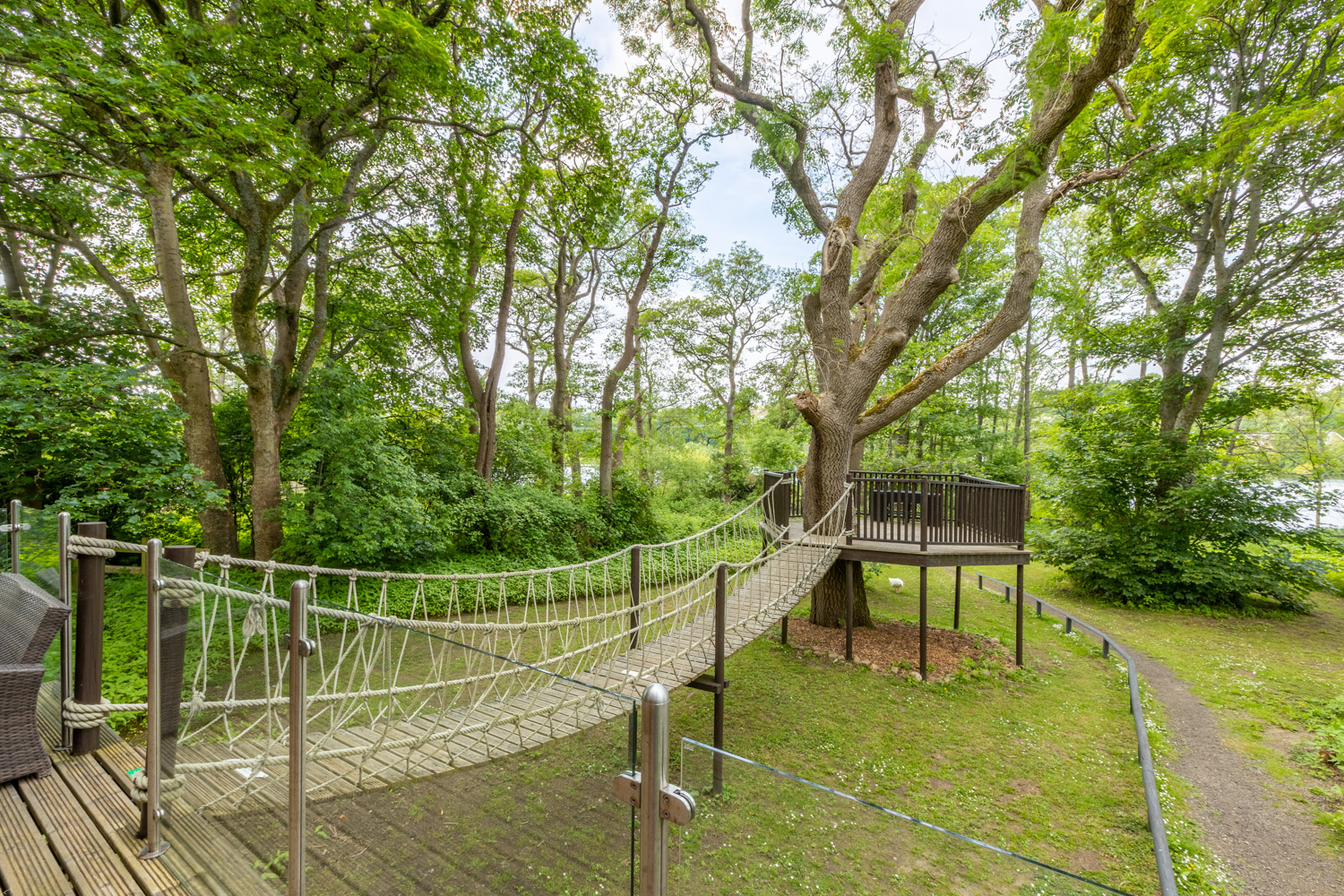 Tree House exterior and woodland
